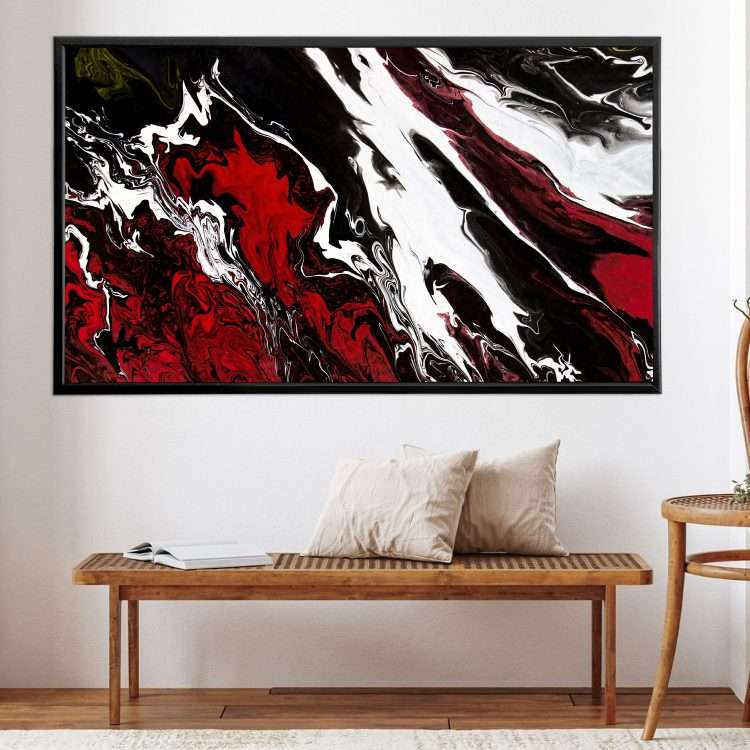 Πίνακας σε Plexiglass με Θέμα "Αφηρημένη Ζωγραφική" σε μαύρη ξύλινη Κορνίζα-Massdeco