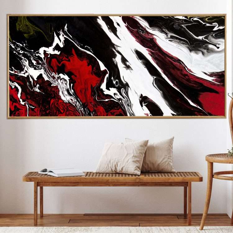 Πίνακας σε Plexiglass με Θέμα "Αφηρημένη Ζωγραφική" σε ξύλινη Κορνίζα-Massdeco