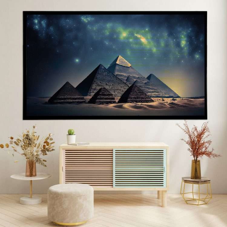 "Egyptian Pyramids" Wood Panel in Black Wooden Frame-Massdeco