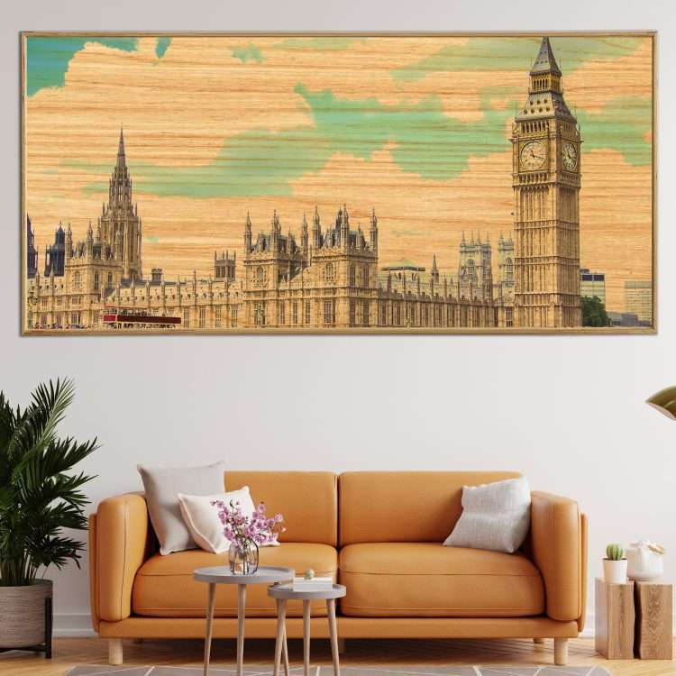 "Big Ben – Houses of Parliament" Wood Panel in Wooden Frame-Massdeco