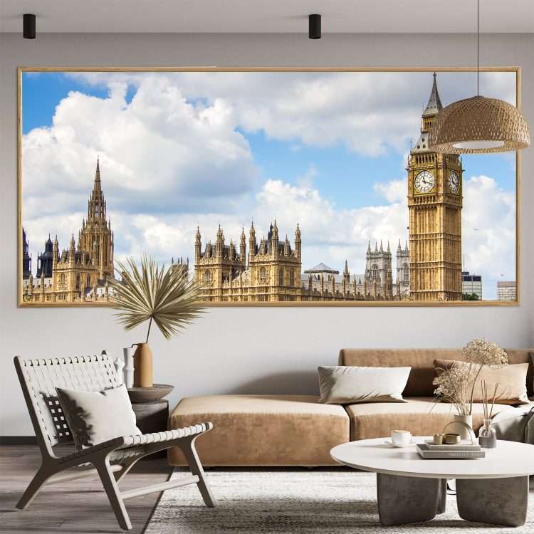 "Big Ben – Houses of Parliament" Theme Plexiglass Painting in Wooden Frame-Massdeco
