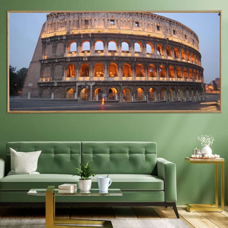 Wood Panel with "Colosseum" Theme in Wooden Frame-Massdeco