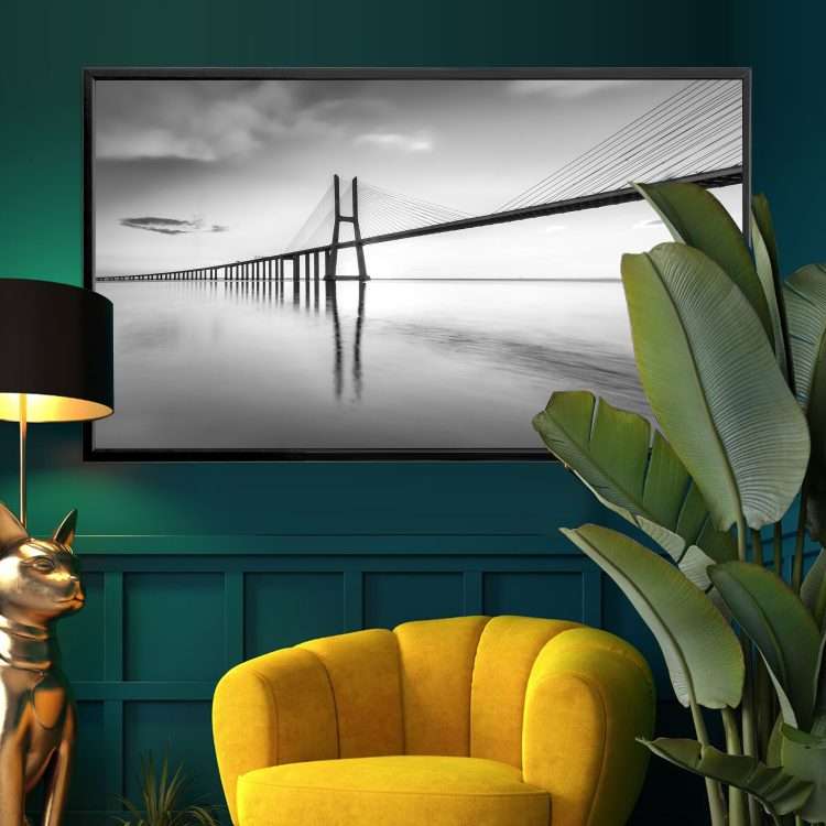 Πίνακας σε Plexiglass με Θέμα "Γέφυρα Βάσκο ντα Γκάμα" σε μαύρη ξύλινη Κορνίζα-Massdeco
