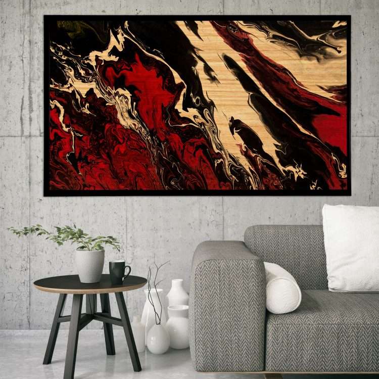 "Abstract Painting" Theme Wood Panel in Black Wooden Frame-Massdeco