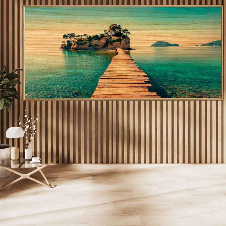 Wood Panel with "Zakynthos" theme in a wooden frame-Massdeco