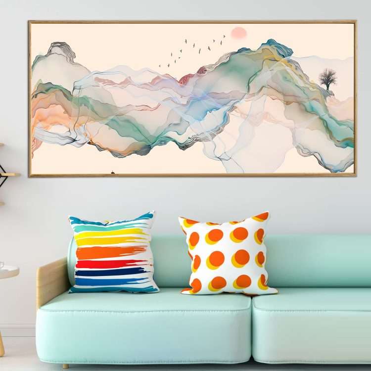 Πίνακας σε Plexiglass με Θέμα "Βουνά" σε ξύλινη Κορνίζα-Massdeco