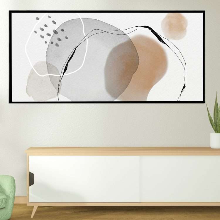 Plexiglass painting with "Circles" theme in a black wooden frame-Massdeco