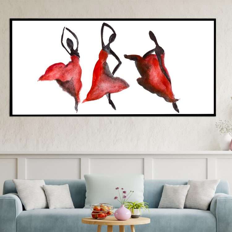 Πίνακας σε Plexiglass με Θέμα "Χορεύτριες" σε μαύρη ξύλινη Κορνίζα-Massdeco