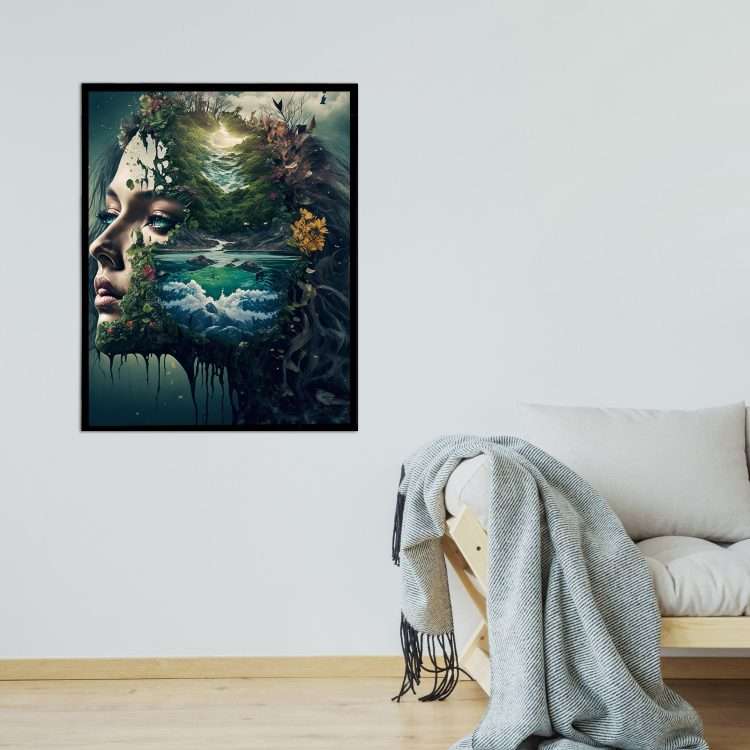"Mother Nature 2" Plexiglass Painting in Black Wooden Frame-Massdeco