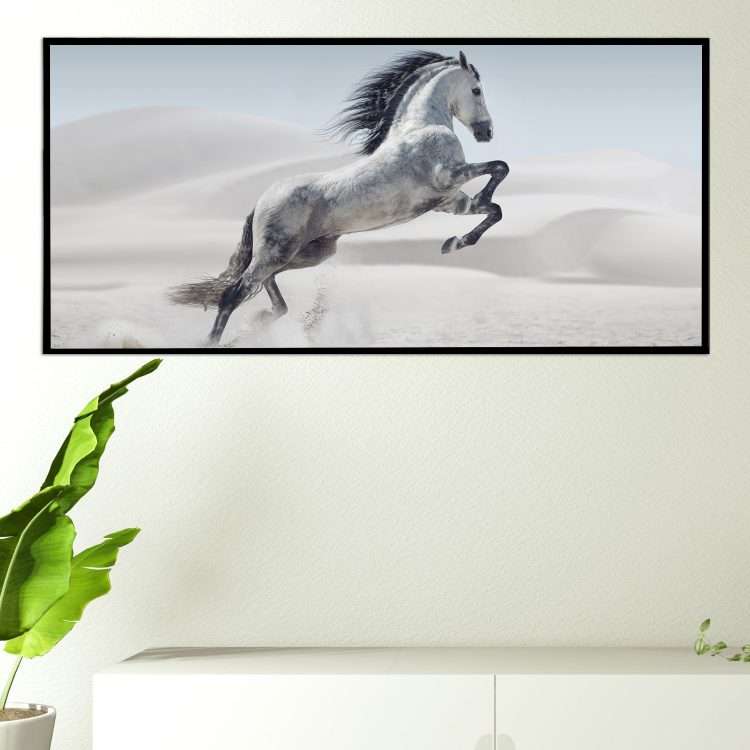 Painting in Plexiglass with "Horse" theme in a black wooden frame-Massdeco