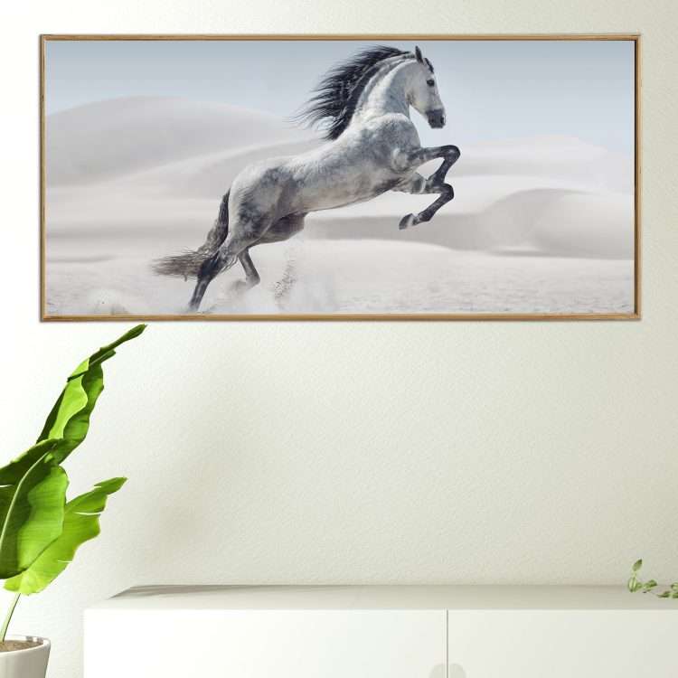 Painting in Plexiglass with "Horse" theme in a wooden frame-Massdeco