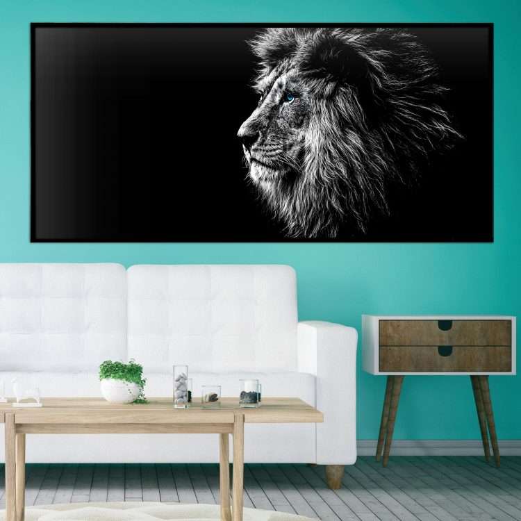 Painting in Plexiglass with "Lion" theme in a black wooden frame-Massdeco