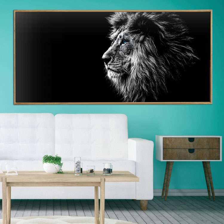Painting in Plexiglass with "Lion" theme in a wooden frame-Massdeco