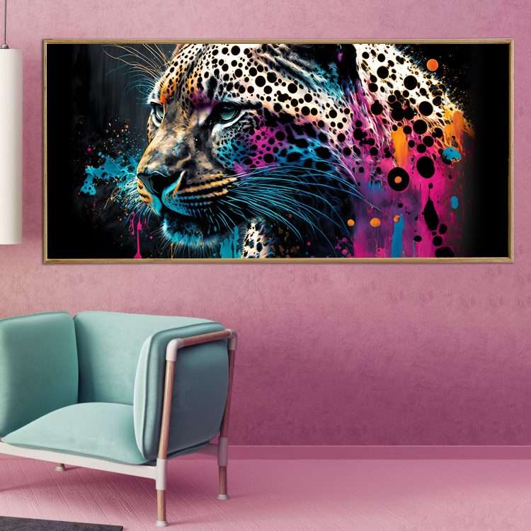Plexiglass painting with "Tiger" theme in a wooden frame-Massdeco