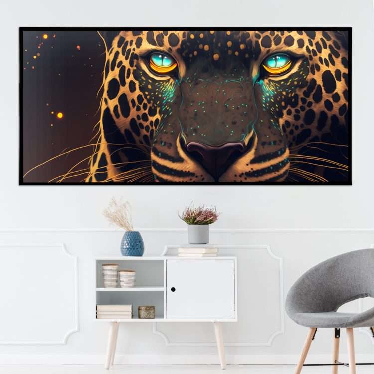 Πίνακας σε Plexiglass με Θέμα "Μάτια Τίγρης" σε μαύρη  ξύλινη Κορνίζα-Massdeco
