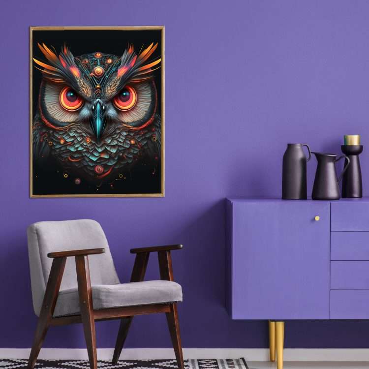 Πίνακας σε Plexiglass με Θέμα "Owl" σε ξύλινη Κορνίζα-Massdeco