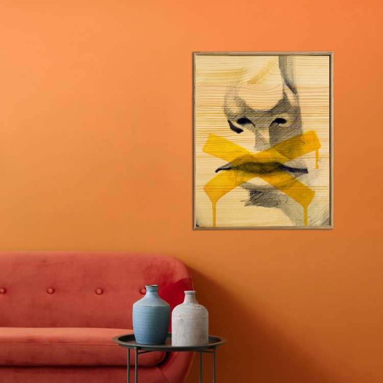 Πίνακας σε Ξύλο με Θέμα "Σιωπή" σε ξύλινη Κορνίζα-Massdeco