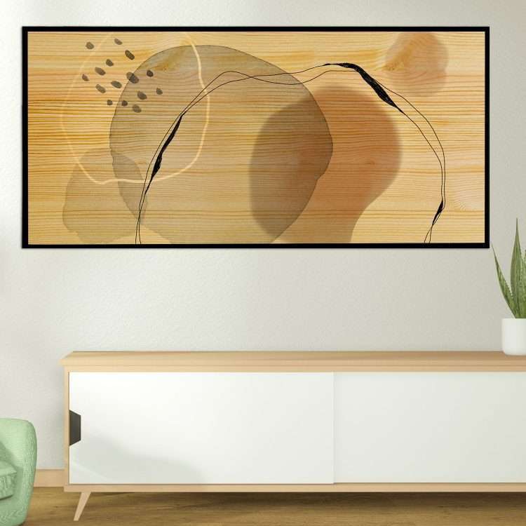 "Circles" Theme Wood Panel in Black Wooden Frame-Massdeco